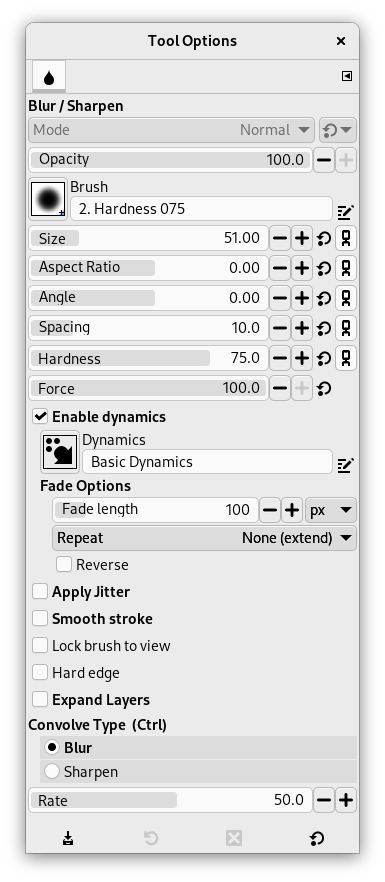 Tool Options Dialog