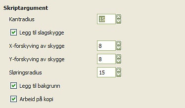 Innstillingane for filteret «avrunda hjørne»