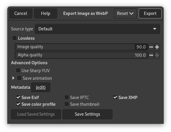 El diàleg exporta WebP