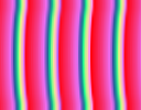 Illustration af effekterne af de tre indstillinger af farveovergangsgentagelsen for farveovergangen Abstract 2.