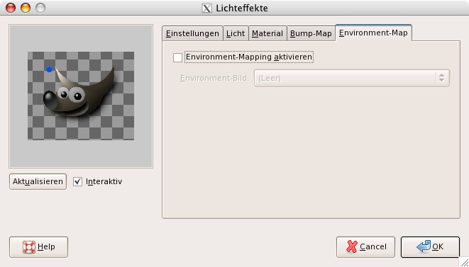 Eigenschaften (Environment-Map) für das Filter »Lichteffekte«