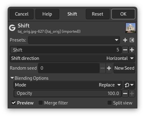Επιλογές φίλτρου «μετατόπισης»