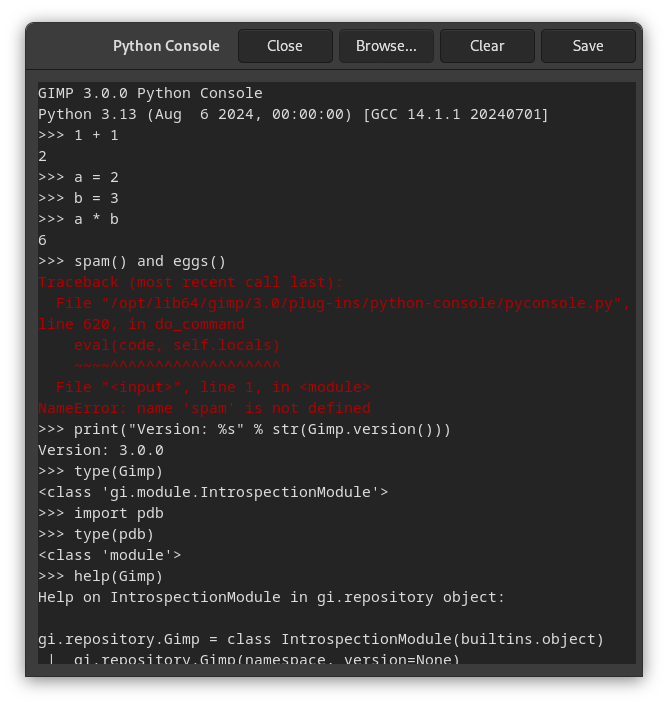 La consola de Python-Fu