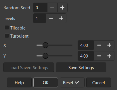 ”Difference Clouds” filter options