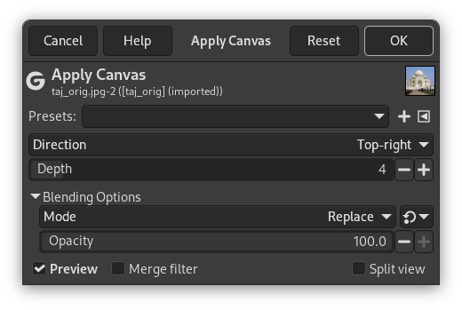 Apply Canvas options
