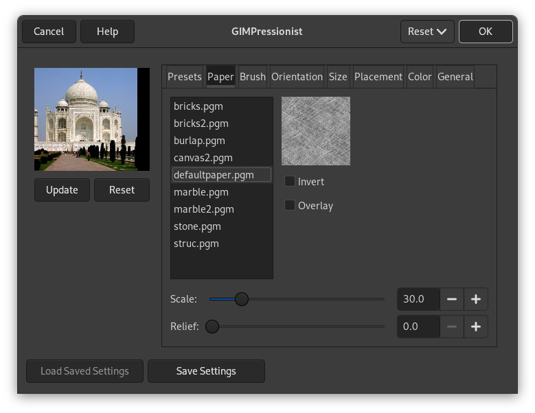 Paper tab options