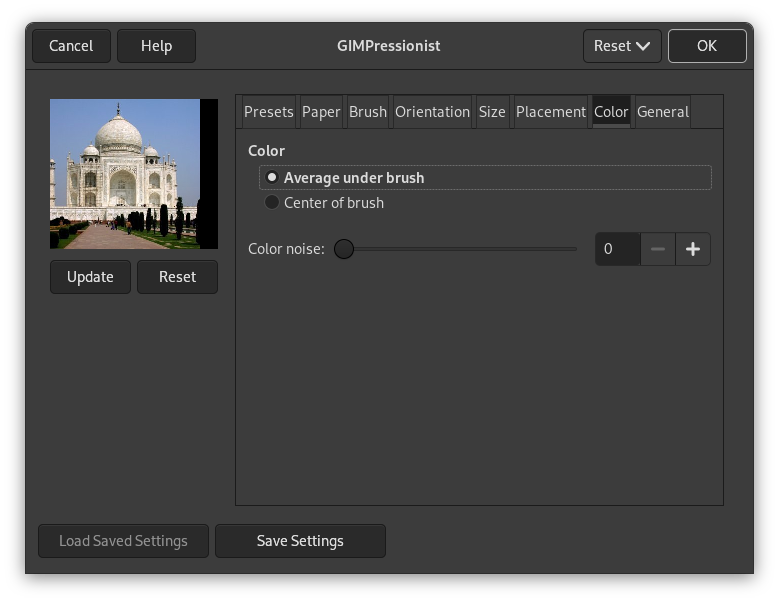 Color tab options