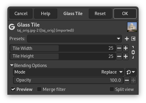 Glass Tile filter options