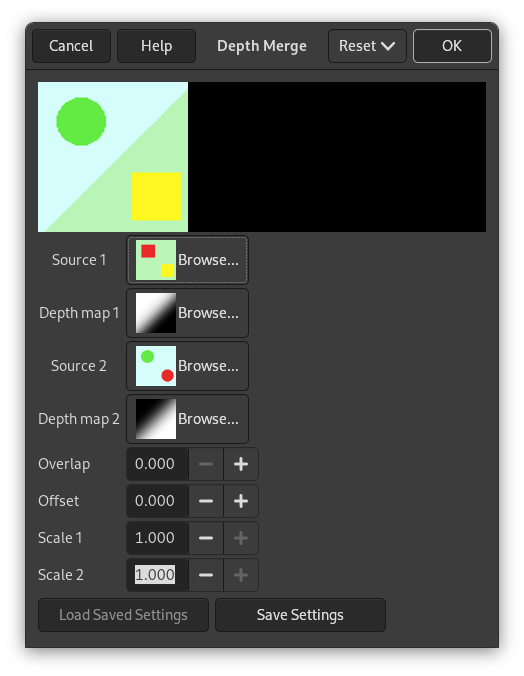 Depth Merge filter options