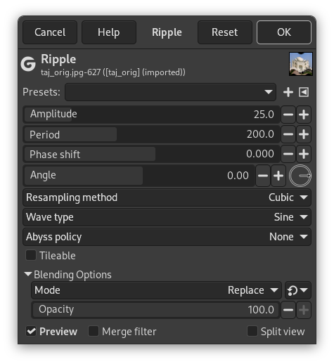 Ripple filter options