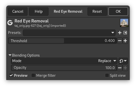 Red Eye Removal options