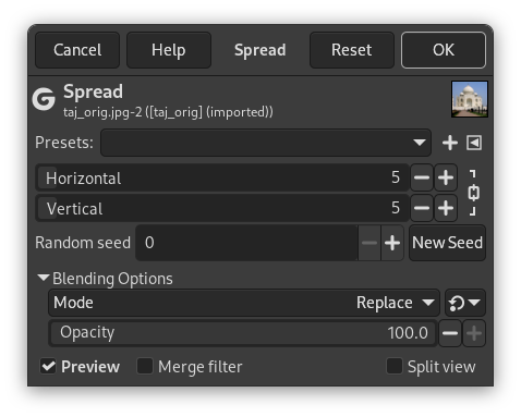 Spread filter options