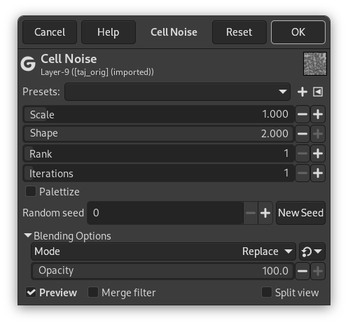 Cell Noise filter options