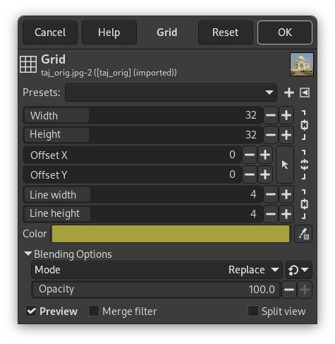 Grid filter options