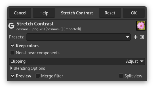 Stretch Contrast settings