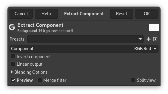 Extract Component command options