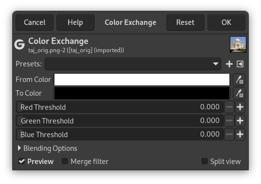 The Color Exchange Dialog