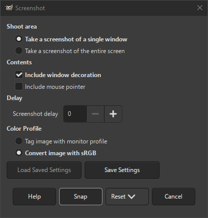 The Screenshot dialog