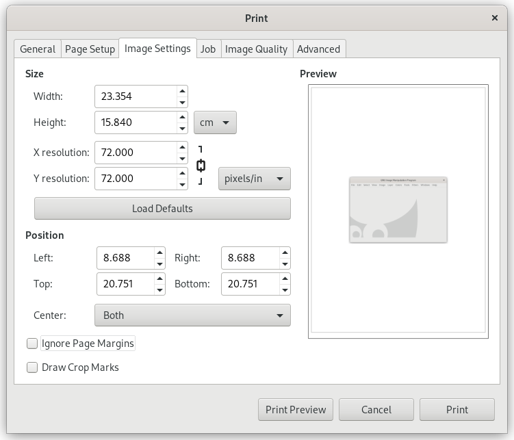 The Print dialog