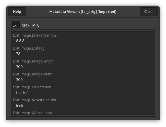 Metadata Viewer dialog