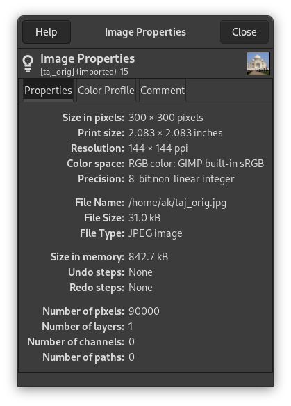 Properties tab