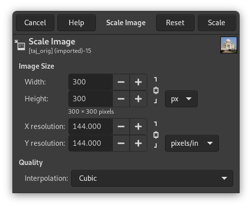 The Scale Image dialog