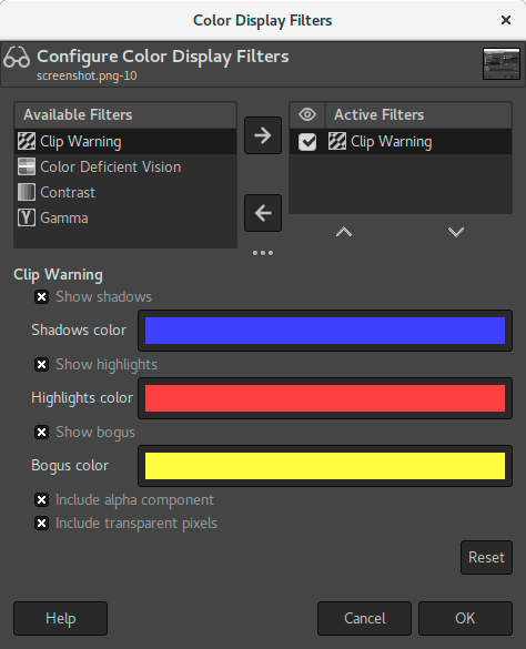 The Clip Warning dialog