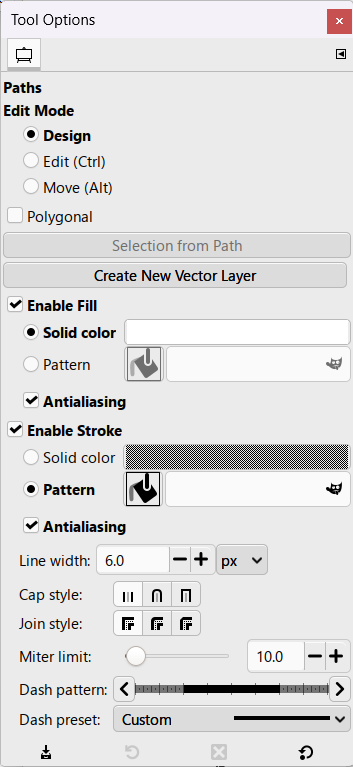 Tool Options Dialog