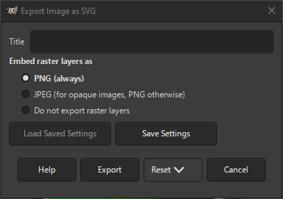 Dialogvindauget for SVG-eksport