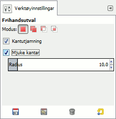 Dialogvindauget for verktøyinnstillingane