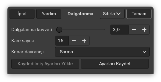 “Dalgalanma” süzgeci seçenekleri