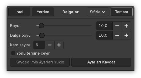 “Dalgalar” süzgeci seçenekleri
