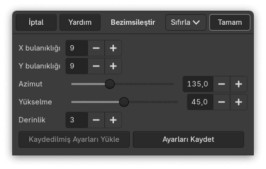 “Bezimsileştir” süzgeci seçenekleri