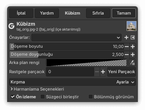 “Kübizm” süzgeci seçenekleri