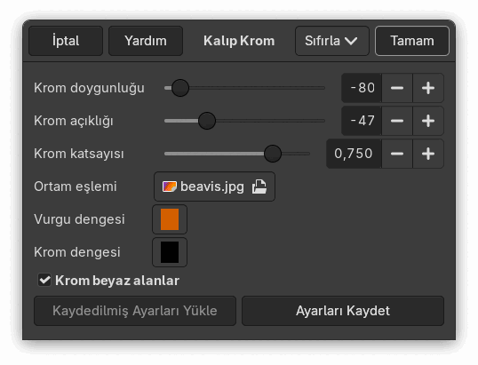 “Kalıp Krom” seçenekleri