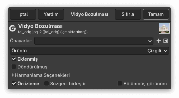 “Video Bozulması” süzgeci seçenekleri