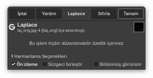 “Laplace” süzgeci seçenekleri