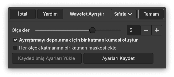 “Wavelet ayrıştırma” seçenekleri