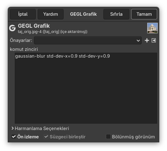 “GEGL Grafik” seçenekleri