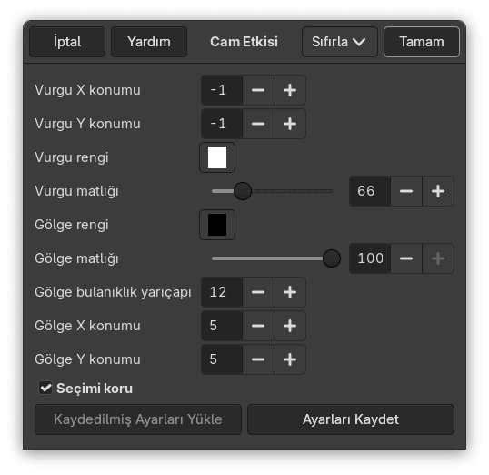 “Cam Etkisi” seçenekleri