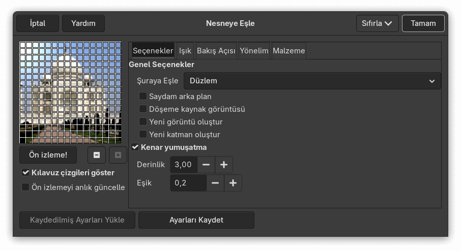 “Nesneye Eşle” seçenekleri (Genel)