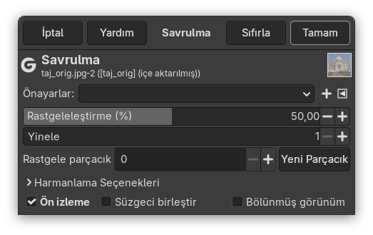 “Savrulma” seçenekleri
