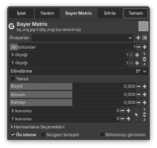 “Bayer Matris” süzgeci seçenekleri