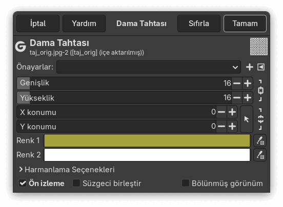 “Dama Tahtası” süzgeci seçenekleri