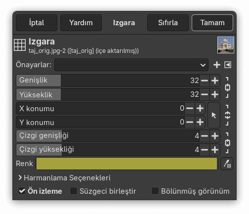 “Izgara” süzgeci seçenekleri
