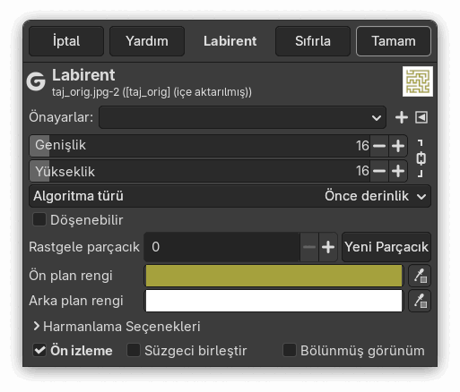 “Labirent” süzgeci seçenekleri