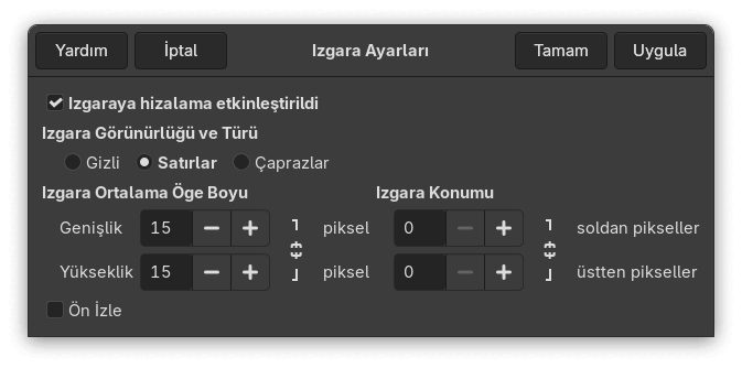 Izgara seçenekleri