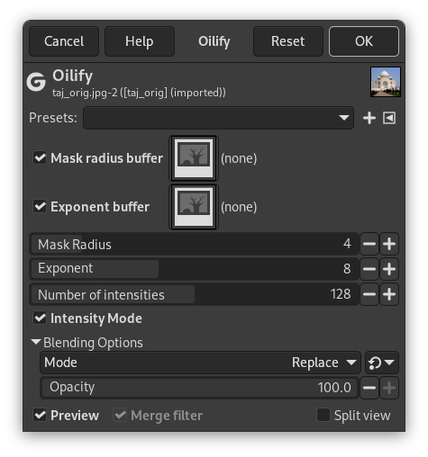 «Oilify» filter options