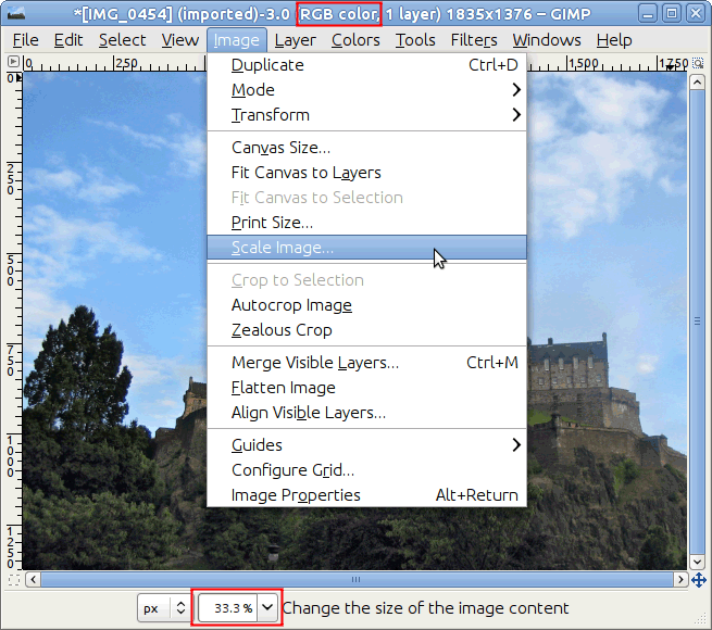 resize image in gimp without losing quality