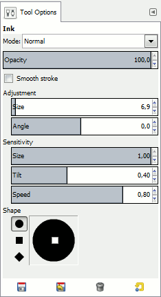 Ink Tool options